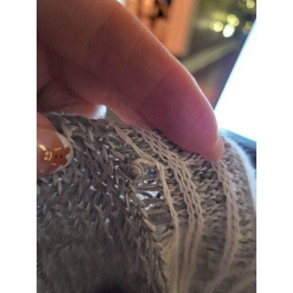 Soft Surroundings Gray/White Faux Wrap Twisted Sweater L Minimal Neutral Chic - Picture 8 of 9